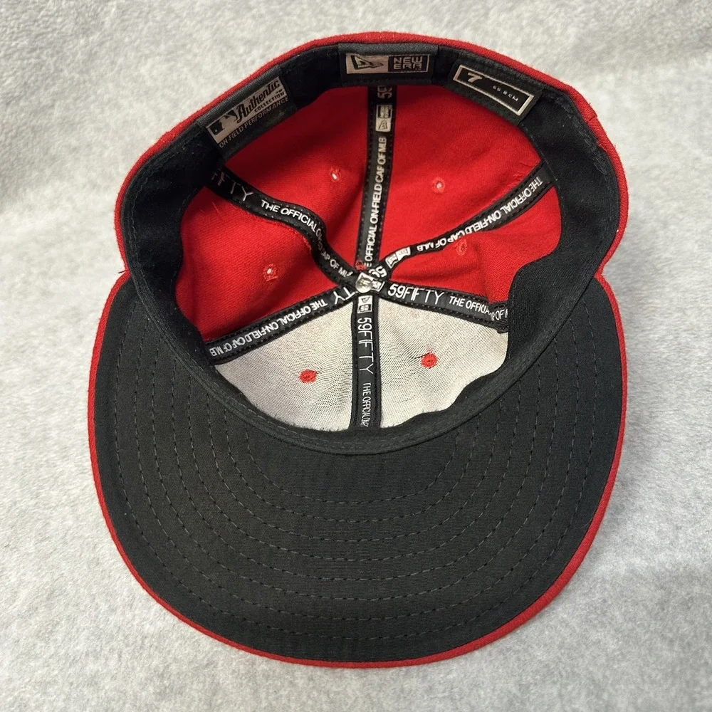 Washington Nationals Hat Cap Fitted Mens 7 Red MLB Baseball New Era‎ DC Logo